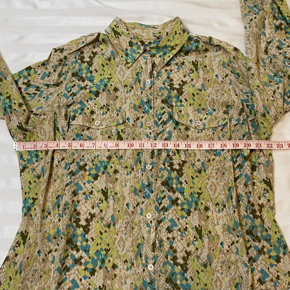 Kate Hill Woman Silk Blend Snake Print w/ Gold Pattern Sz 1X Button-Up Blouse - Picture 5 of 15